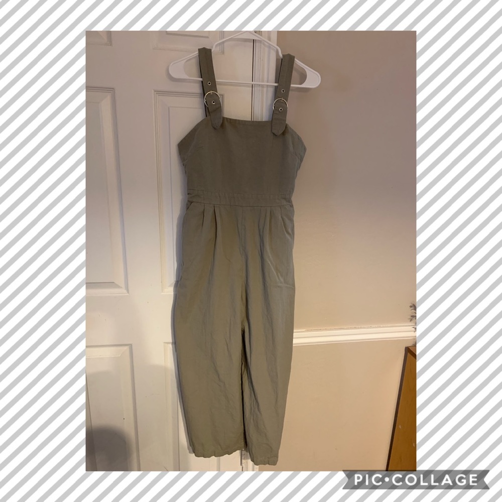 Army green overalls wide leg khaki